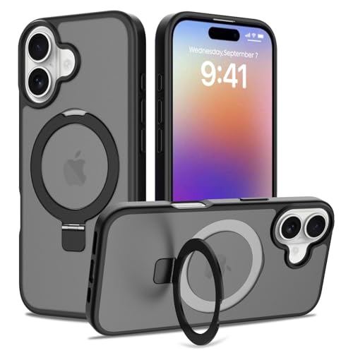 Image of Magnetic for iPhone 17 Case, 6.3 inch, Compatible with MagSafe, Rugged Kickstand, Not-Yellowing Military-Grade Protection, Matte Black