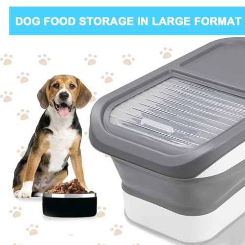 Druuzyl Hundefutter Aufbewahrungsbox 5kg - Faltbarer Futterbehälter für Trockenfutter mit Deckel, Messbecher & Löffel, Luftdicht & BPA-frei, Haustierfutter-Container für Hund/Katze