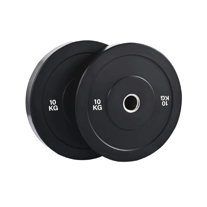 Bumper Weight Plates for Olympic Barbells, High-Density Rubber with Steel Core, 1.25kg–25kg Pairs and Sets from 45kg to 250kg, Home Gym Strength Training (10 kg - Pair)