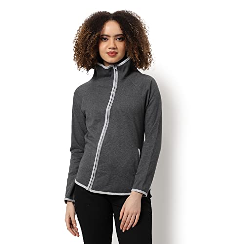 Image of Campus Sutra Women cotton Premium Zipper Hoodie-Grey