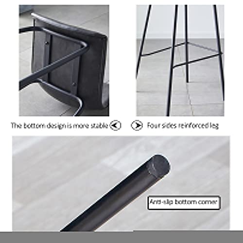 Tabourets hauts 65cm avec dossier en simili-cuir marron au design moderne - 8