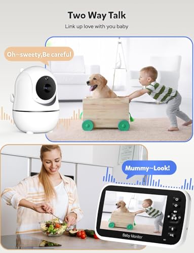 Image of Baby Monitor with Camera and Audio - No WiFi, Remote Pan-Tilt-Zoom, Night Vision, Temperature Sensor, 2-Way Talk, 8 Lullabies, 30-Hour Battery Life，960ft Long Range