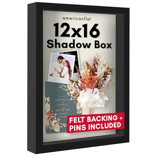 Americanflat 12x16 Shadow Box Frame - Engineered Wood - Black