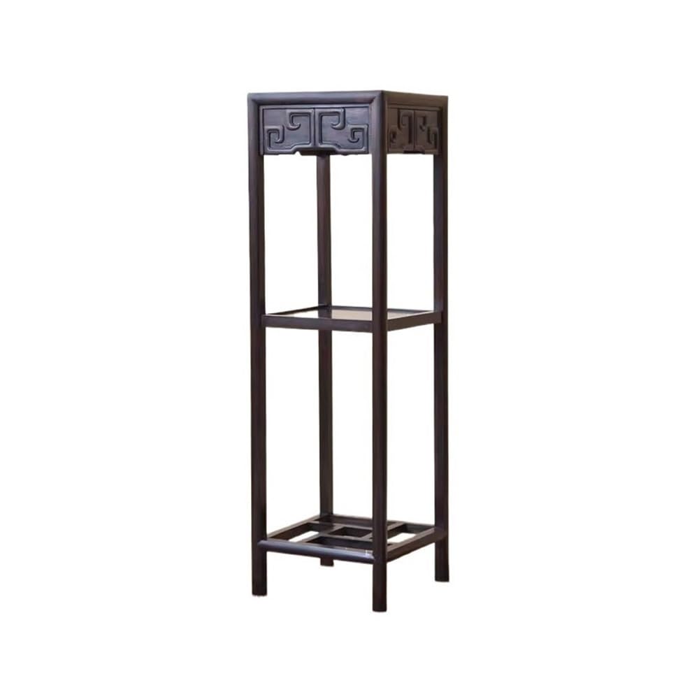 birene Vase Stand Multi Layer Square Redwood Display Stand, Chinese Antique Style Corner Bonsai Base