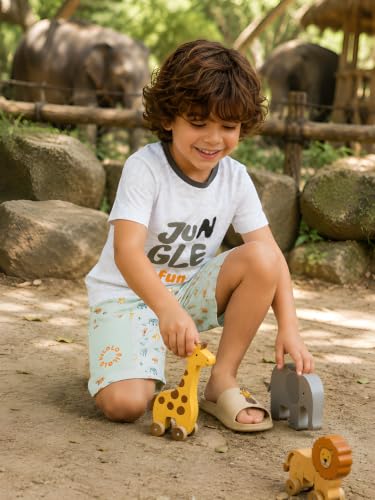 Image of Pilolo Kids Soft Cotton Terry Lycra Adjustable Drawstring Pocket Shorts for Boys