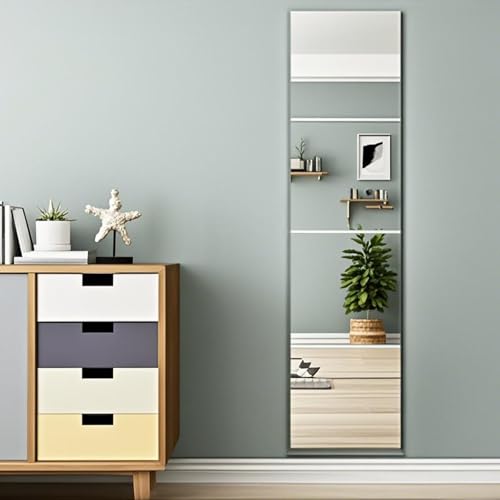 Image of Acrylic Wall Mirror, Full Length 8 x 8 Inch Self Adhesive Frameless Small Mirror Tiles, Flexible Plastic Mirror Panels for Bedroom, Home, Gym, Door (8 x 8 Inch)