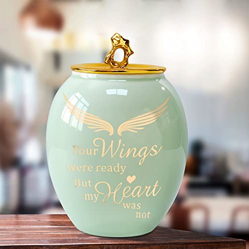 Lines Arte Medium Urn For Human Ashes,Cremation Urn For Ashes For Women,Ceramic Green Urns For Human Ashes Adult Men,Angel Urn For Ashes For Mom,Decorative Urns #TOP7