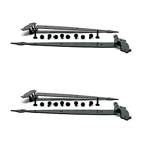 Black Colonial Flush Surface Mount Strap Hinge With Black Screws #TOP1