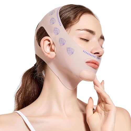 SexxLady 1 pcs máscara en V reutilizable,reductor papada mujer,mascarilla reafirmante facial,Adecuado para el uso diario, rosa