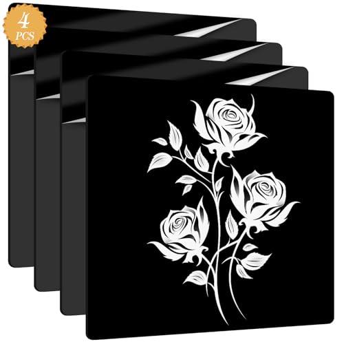 4 Pièces Plaque Acrylique Noir, Feuille Acrylique 300 x 300 x 2.7 mm, Feuille de Plastique Acrylique, Feuilles en Acrylique avec Film Protecteur pour DIY Cadres Photo Peintures Crafts