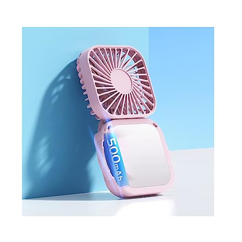 Ekenoz Makeup Mirror With Led Light & Fan 3-In-1 Mini Foldable Travel Mirror For Makeup & Cooling Usb-Rechargeable #TOP2