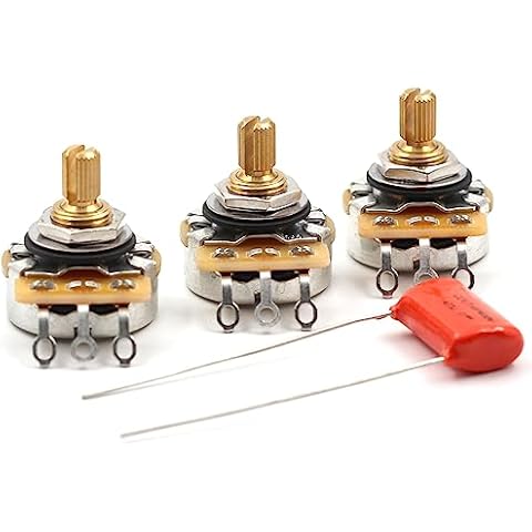 CTS 250K Short Split Shaft Audio Pots - 450G Series - Lot of 3 (3X) + .047uf Orange Drop Cap for Fender Strat Cover