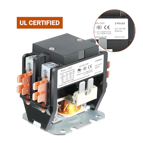 image for Dreyoo 1 Pack Carrier HVAC Motor Contactor, 120V 30 Amp Coil 2 Pole Re
