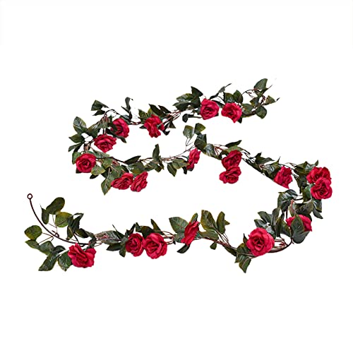 Artificial Flowers Silk Flowers 2.1M Fake Rattan Vine For Outdoor Flower Garland Fake Rose Vine Artificial Flowers Hanging Rose Ivy Hanging Basket #TOP11