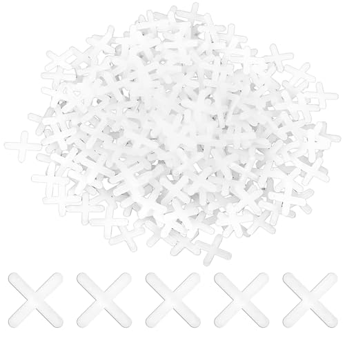 WJIAAA 500 Stück Weiße Fliesenkreuze, 3mm PVC Abstandshalter, Kreuzförmige Fugenkreuze für Präzise Fliesenverlegung an Wand und Boden