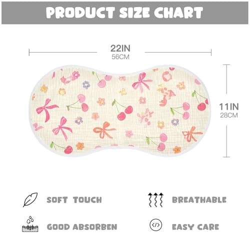 2 Pack Baby Burp Cloths, Soft Absorbent Burping Cloths for Babies, Cotton Milk Spit Up Rags, Large Size for Newborns, Baby Boys and Girls (Pink Cherry Pattern)4