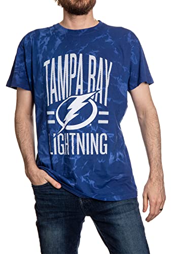 Calhoun Surf & Skate NHL Mens Crystal Tie Dye Short Sleeve T-Shirt - The Sunset Collection (Small Tampa Bay Lightning)