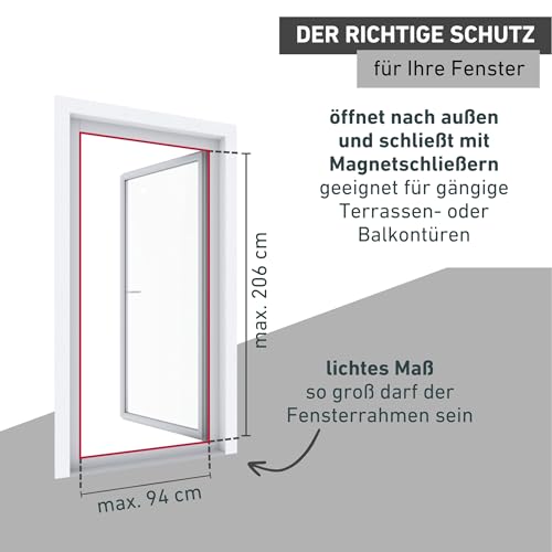 Windhager Tür Insektenschutz BASIC, 100 x 210 cm, Weiß, Aluminium, individuell kürzbar, 04506