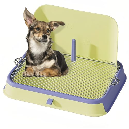 PINVNBY Dog Potty Toilet with Wall Column, Indoor Pet Dog Training Toilet Potty Tray, Portable Training Pee Pads Holder, Removable Mesh Dog Litter Box for Dogs(Green-Blue) PINVNBY Dog Potty Toilet with Wall Column, Indoor Pet Dog Training Toilet Potty Tray, Portable Training Pee Pads Holder, Removable Mesh Dog Litter Box for Dogs(Green-Blue)