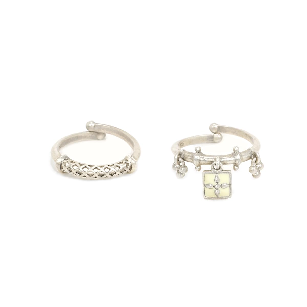 by Caratlane Jyamitiya Stackable Rings in Oxidised 925 Silver for women-image-13