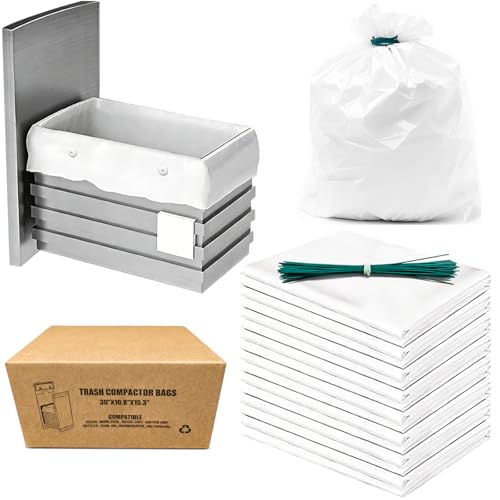 Heavy Duty Trash Compactor Bags for Kitchen Leak Proof 2.6 MIL Thickened Garbage Compactor Bags Compatible with Whirlpool Kenmore Jenn-Air 15 inch Rectangular Drawer Compactors - 30 pack