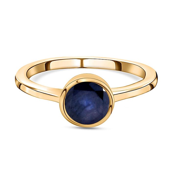 Image of 925 Sterling Silver 18K Gold Plated Birthstone 2 Ct Solitaire Natural Gemstone Ring for Women | Fine Jewelry Gift for Wife, Girlfriend, Sister, Birthday, Anniversary, Rakhi, Rakshabandhan, Valentine's
