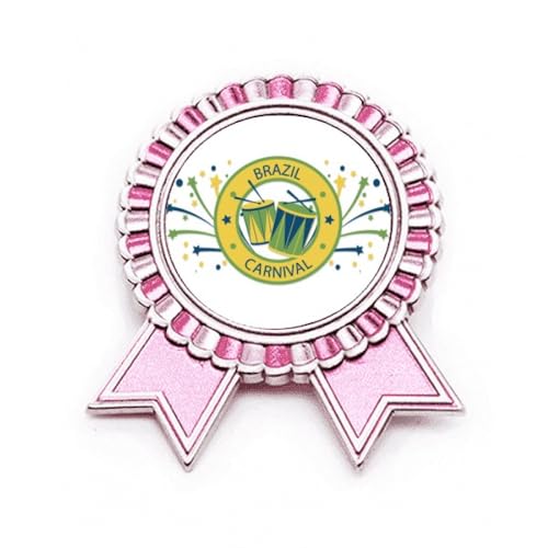 Broche carnaval Brésil rose Drum Stars M métal aux finitions soignées pour célébration
