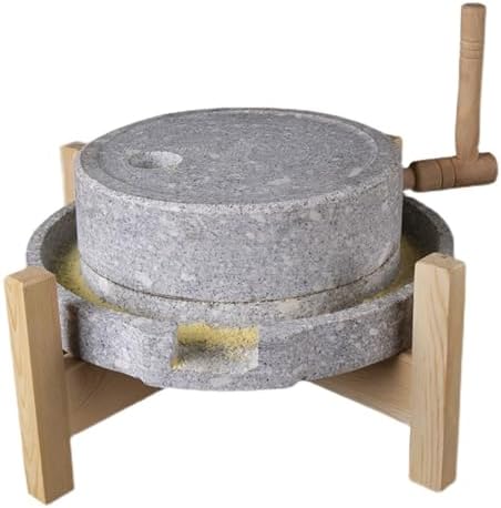 Natural Stone Grinding Disc - Manual Kitchen Grinder, Easy Clean, 20cm for Grains, Wheat, Almonds, Peppers & More - Perfect for Home Cooking & Baking