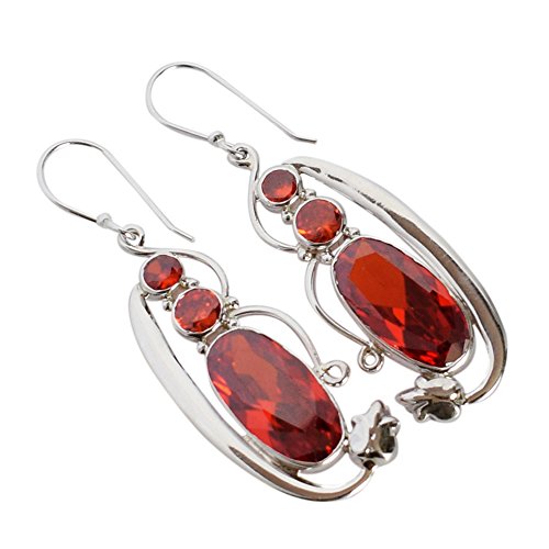 Boucles d'oreilles quartz rouge légères et anti-allergies en argent