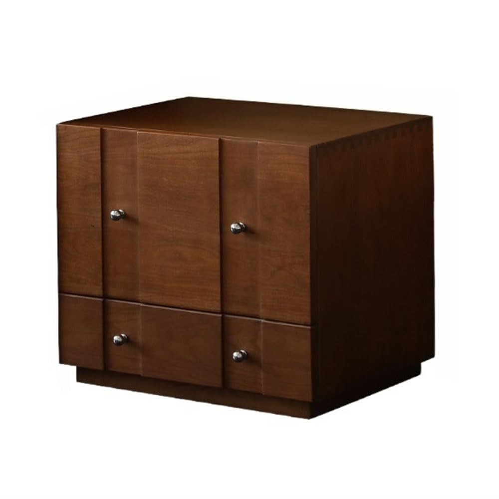 Comodino Comodino vintage in legno con cassetti e anta a ribalta Tavolo laterale