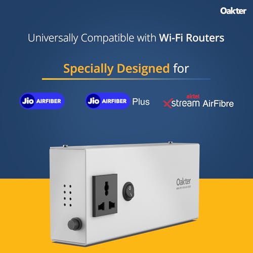 Image of Oakter Mini UPS for Jio AirFiber and AirFiber Plus WiFi Routers | 6x2000 mAh Battery | Power Backup 4 Hours | 12 Months Warranty for UPS | Current Surge & Deep Discharge Protection (White)