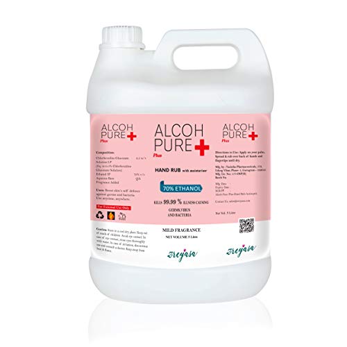ALCOHPURE Plus CHG Hand Rub, 70% Ethanol, FDA Approved Formula- Refill Pack (5 Litres)