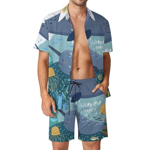 Chemise Hawaïenne Hommes ensemble d'été 2 pièces taille S Vie Marine