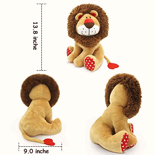 Weigedu Love Lion Stuffed Animal, King Lion Plush Toy With Mane Heart Shape Tail For Kids Baby Lover Birthday Valentines Day Christmas Bedtime Gift, 13.8“ #TOP5