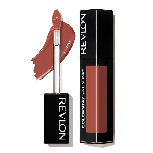 Image of REVLON ColorStay Satin Ink Crown Jewels Liquid Lipstick, Longlasting & Waterproof Lipcolor, Moisturizing Creamy Formula Infused with Black Currant Seed Oil, 038 Citrine Queen, 0.17 fl oz.