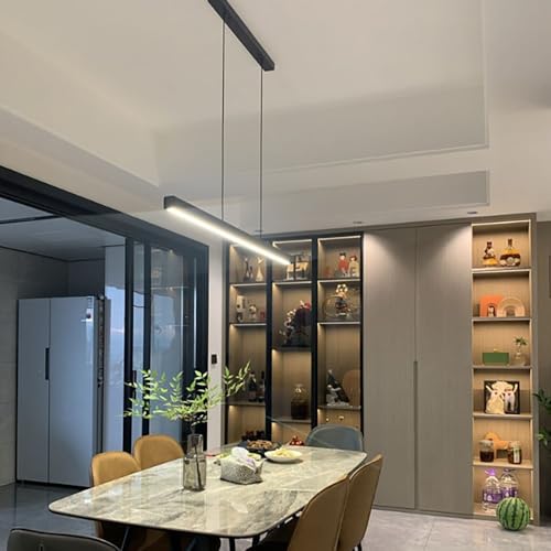 Lámpara LED regulable para isla cocina moderna colgante negra ajustable 3
