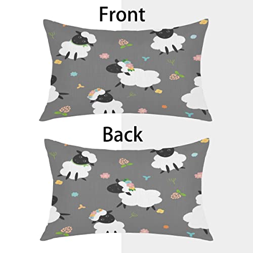 Cute Sheep Animal 12X20 Pillow Cover Set Of 2 Throw Pillow Cases With Zipper Bed Pillow Protectors Case Set For Couch Sofa Bedroom Car Living Room #TOP1