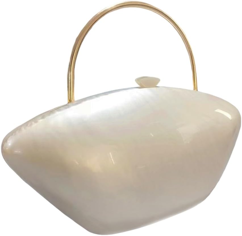 Cute Acrylic Shell Shaped Clutch Purse Small Evening Handbags for Women Wedding Party Prom CrossBody Bag