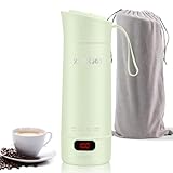 Reise Wasserkocher Klein, 400ML Mini Tragbarer Elektrische Wassertasse, 300W Schnellkoch BPA-freier - 304 Stainless Steel Liner - 4 einstellbare Temperaturstufen mit Automatischer Abschaltung -Grün