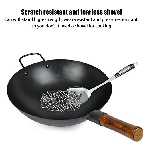 Wok tradicional hierro sin revestimiento con tapa y mango de madera miniatura 3