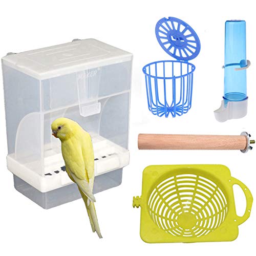 Hamiledyi Parrot Feeder Cage Accessories Supplies Automatic Bird Feeder Fruit Vegetable Holder Cage Hanging Basket Water Dispenser Parakeet Cage Perch for Small Cockatiels Lovebirds
