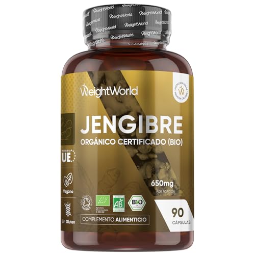 Jengibre Puro Orgánico 650 mg - 90 Cápsulas de Raíz de Jengibre para 3 Meses de Suministro - Apto para Veganos, Sin Gluten, Keto, Sin Lactosa