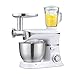 ZWH Küchenmaschine Knet-rührmaschinen 6.5 L Standmixer Mit Edelstahl-Schüssel 1300W High Power Food Mixer Mit Knethaken, Schneebesen, Beater, Glas Jar, Fleischwolf (Color : White)