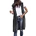 Produktbild PAIDAXING Damen Ärmellos Weste Lang Cardigan Jacke Übergangsweste Vorne Offen Longweste Mantel Baumwollweste für Frühling Herbst