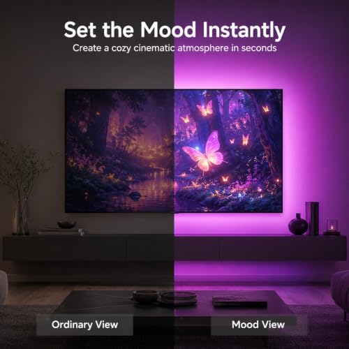Image of MORIACC 18ft TV LED Backlight for 45-75 Inch TVs, RGB LED Lights for TV with Music Sync, Bluetooth APP & Remote Control, USB Powered Ambient Lighting for Gaming, Movies, Bedroom & Home Theater