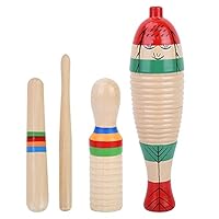 Kleines Holz Fisch förmiges Guiro Instrument, 2 Sets Holzschaber Guiro Sound Tube Musikalisches Schlaginstrument Guiro Fisch Musical für Kinder Kinderspielzeug