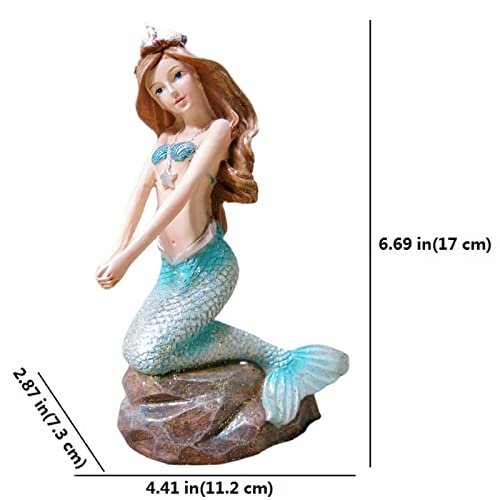 Estatua decorativa de sirena para baño de resina 6.7 pulgadas miniatura 2