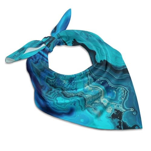 Silk Like Head Scarf for Women Square Breathable Neck Scarf Bright Aqua Blue Turquoise Satin Bandanas Fashion Silk Feeling Scarfs Boho Headwear Sleeping Hair Scarfs 18