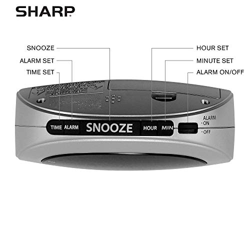 Sharp Small Digital Alarm Clock With Snooze And Battery Backup, Easy To Use Top Button Controls For Simple Use, Silver Case With Red Easy To Read Led Display #TOP3