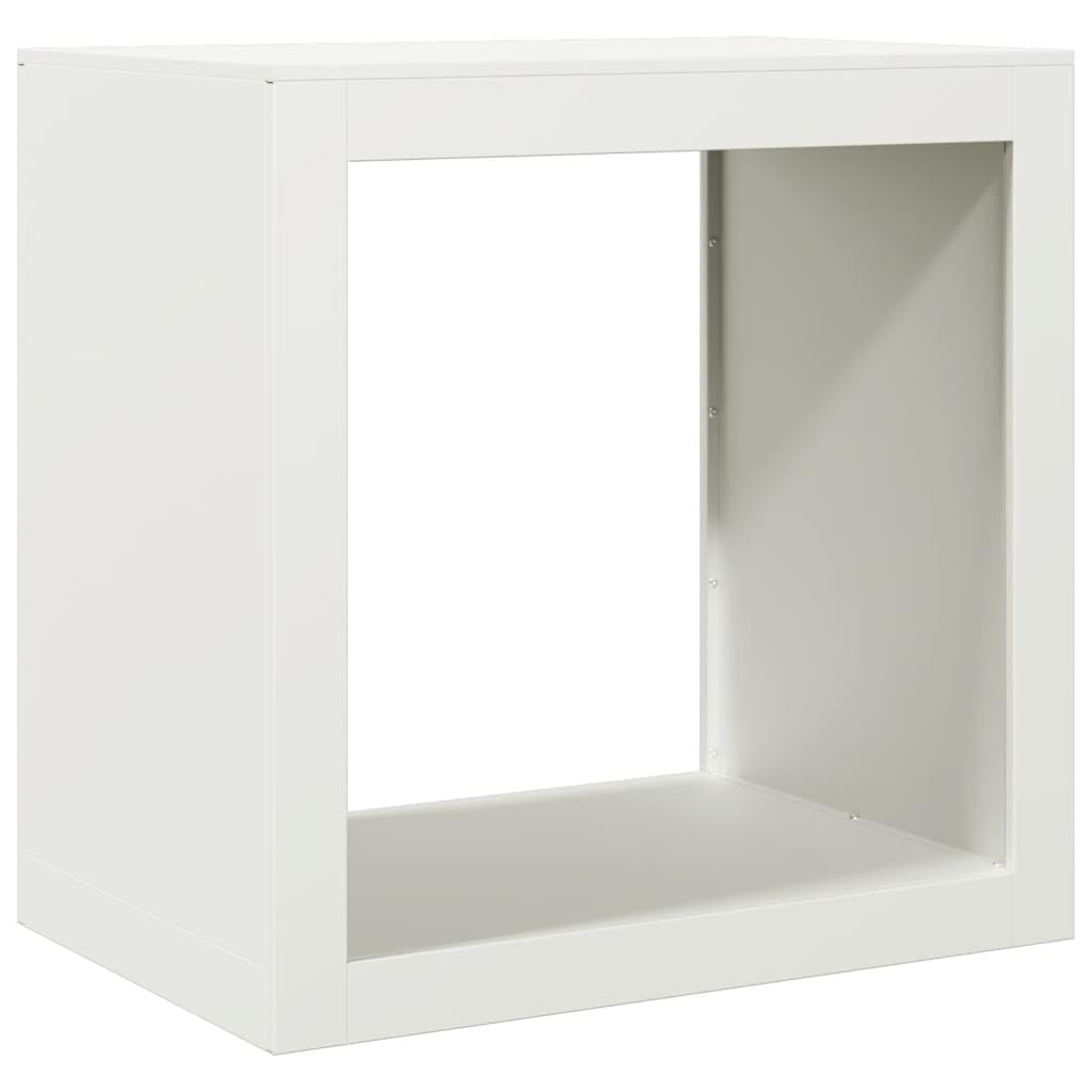 Brennholzregal Weiß Stahl 60x40x60 cm Kaminholzständer für Innenbereich Wohnzimmer Terrasse Garten Hof zur ordentlichen Lagerung von Feuerholz und Scheitholz neben Kamin Ofen